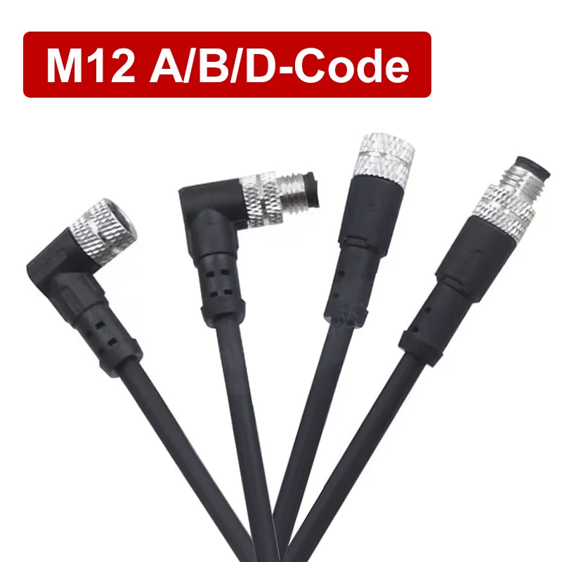 M12 A/B/D-type Aviation Plug Cable Waterproof 4 5 8 12Pin Sensor Signal Wire Connector m12 Male Female Connection Shielded Line