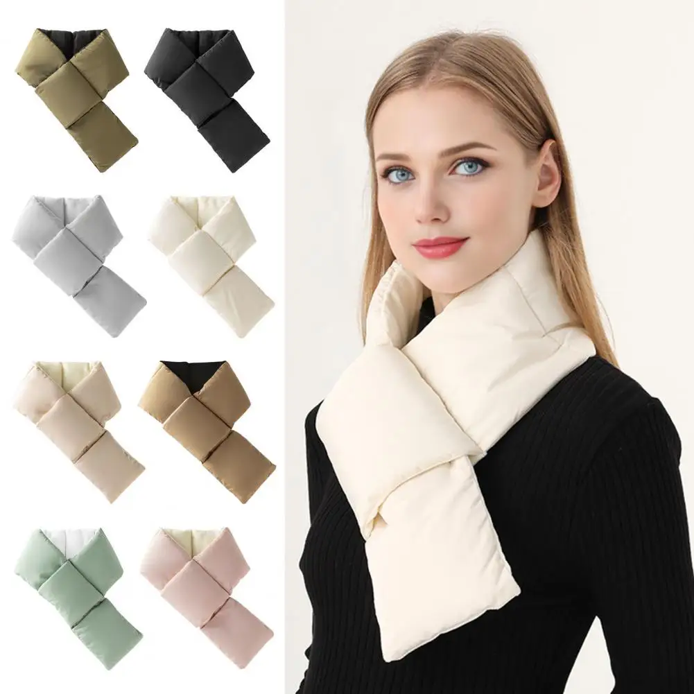 

Winter Warm Scarf High-density Windproof Women's Down Scarf for Winter Outdoor Activities Solid Color Thickened Fabric Wrap