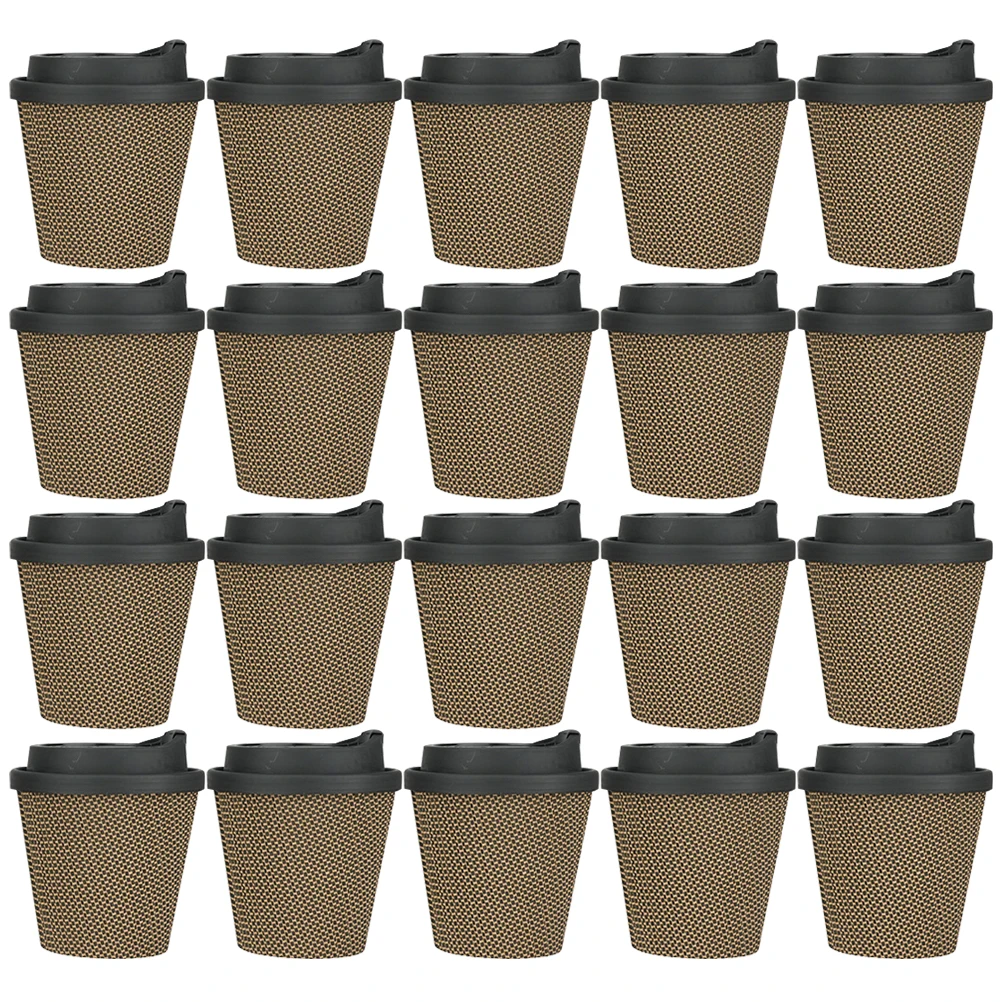 

1 set 1 set Disposable Coffee Cups 300ml Heat resistant Leak proof Black Lids Home Party Outdoor Beverage Juice Cups