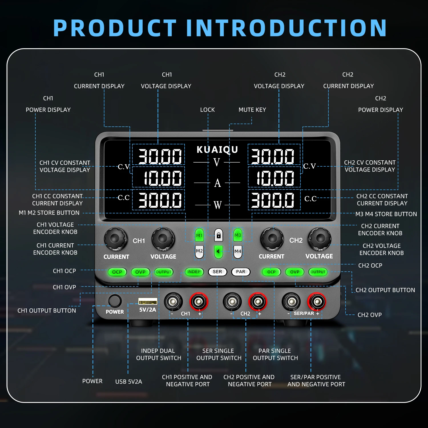 KUAIQU 30V 10A Dual Power Supp - Programmable Dc Power Supply 30V 10A recension och pris