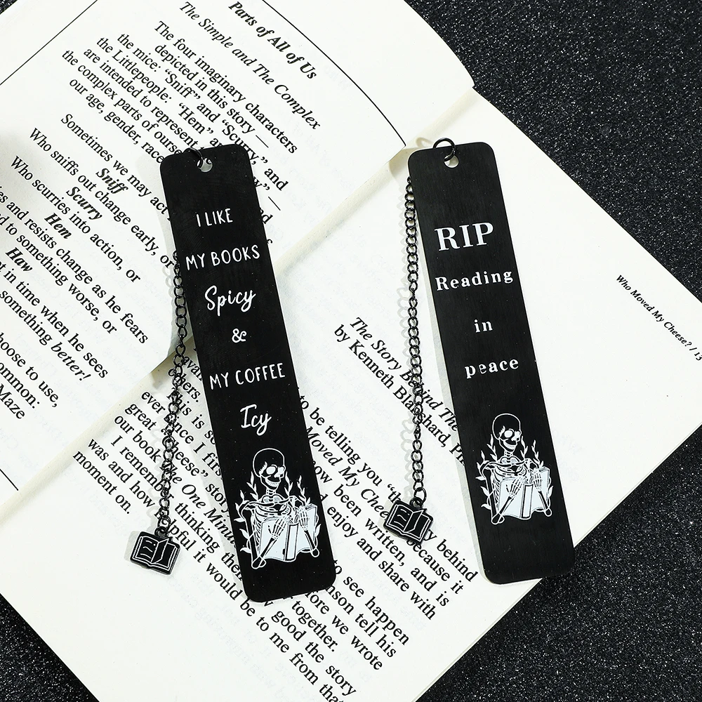 1 Pcs Black Engraved Skull Man Bookmarks Stainless Steel Bookmarks For Readers Book Lovers Gift, Fun Reading Markers