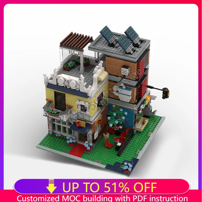 

1464 PCS MOC Retro And Modern Architecture Blend Creative Building Blocks Model Educational Assembly Toy For Kids Festival Gifts