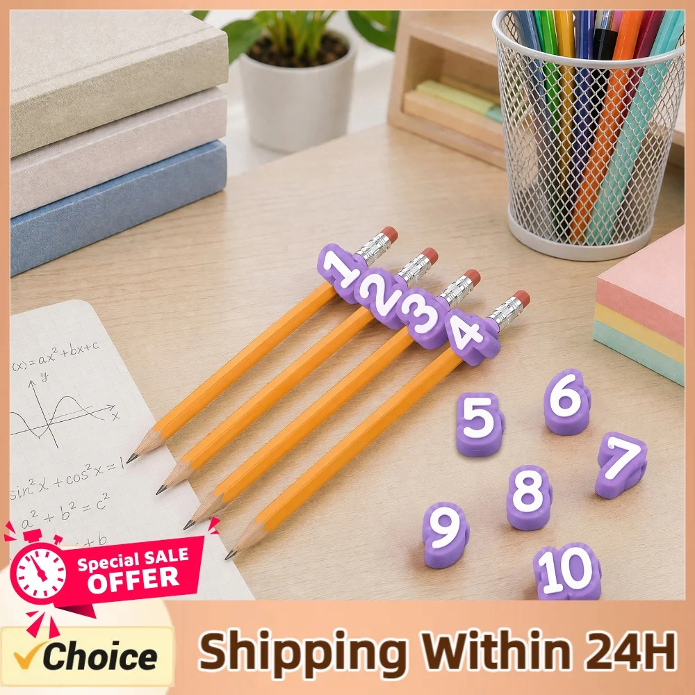 Numbered Pencil Toppers Fits Standard Pencils Teachers Numbered Tracking Caps Cute Pen Decorations Charms for Students School