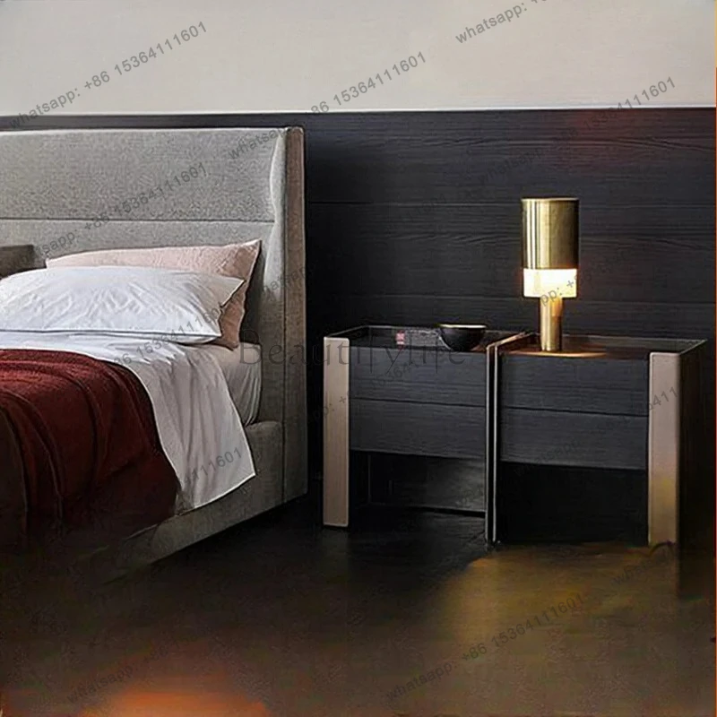 smart bedside table light luxury bedroom bedside small cabinet storage chest wireless charging