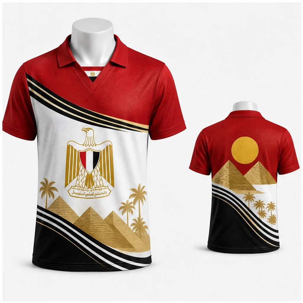 Mens Half Polo V Neck T Shirt Egypt Eagle Pyramid Desert Sun Graphic Short Sleeve Casual Athletic Jersey Summer Top Cultural Tee
