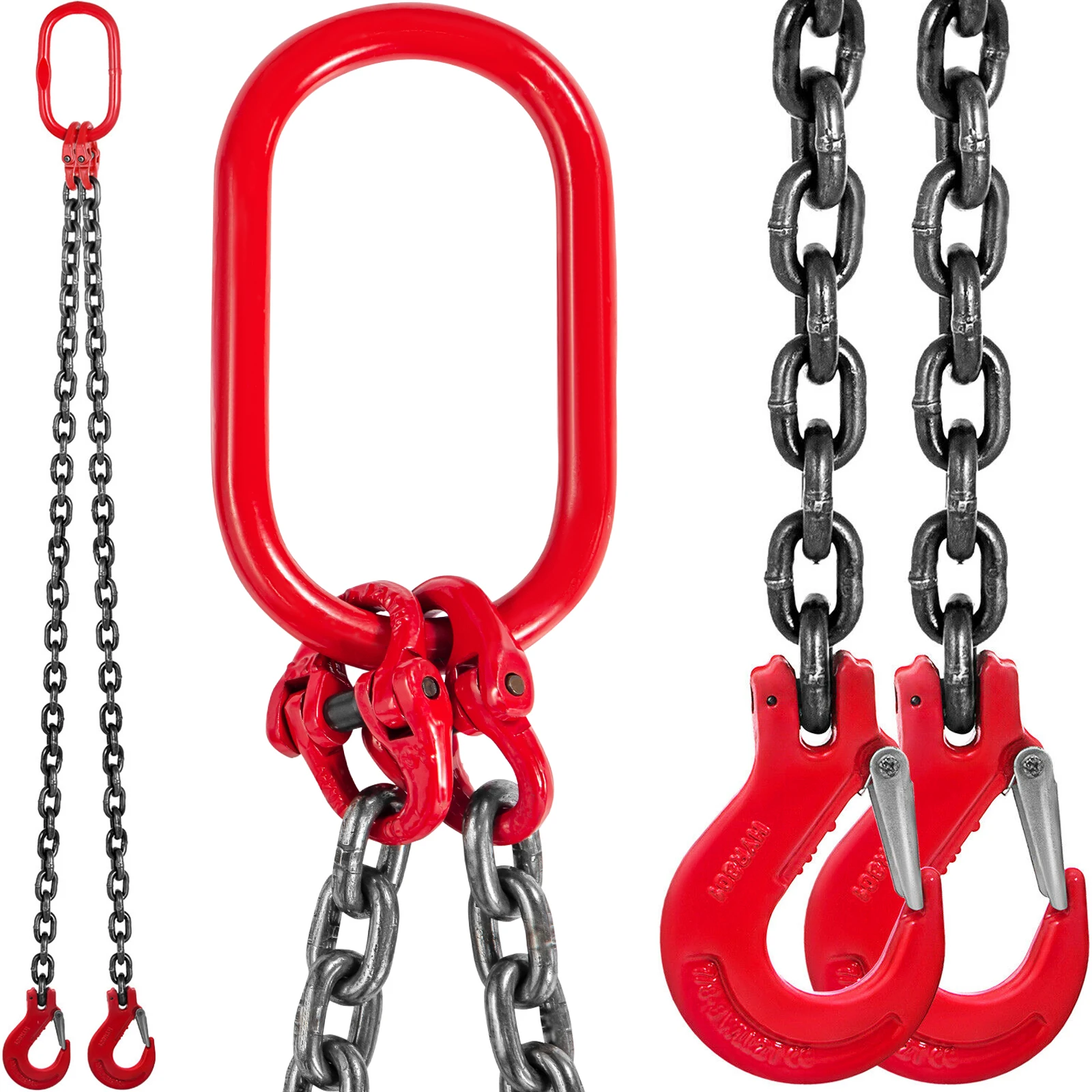 

SucceBuy 5FT Lifting Chain Sling with Grab Hooks & 3/8" x 5' Double Legs 4T/8800lb Capacity Sturdy Sling Chain Grade 80