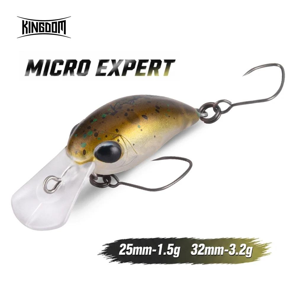 Kingdom Mini manivelle méné leurre 1.5g 25mm 3.2g 32mm flottant artificiel manivelle dur Wobblers pour la pêche au brochet de truite