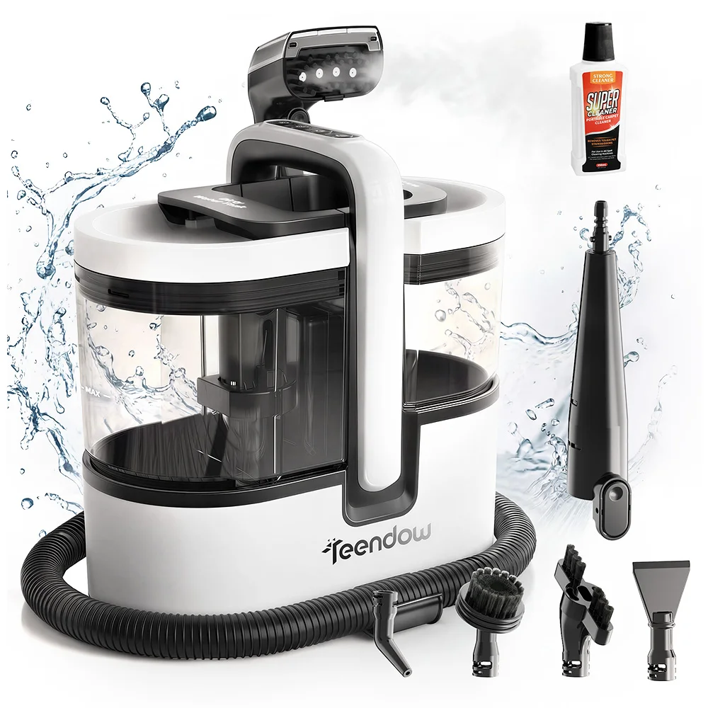 Teendow C7 Max Teppichstaubsauger, 1800W Leistung, 16kPa Saugkraft, ≥100 ° C Steam, 4 Reinigungsmodi, Sprühen, Schrubben & Staubsaugen, 1600ml/1500ml Doppel-Wassertanks