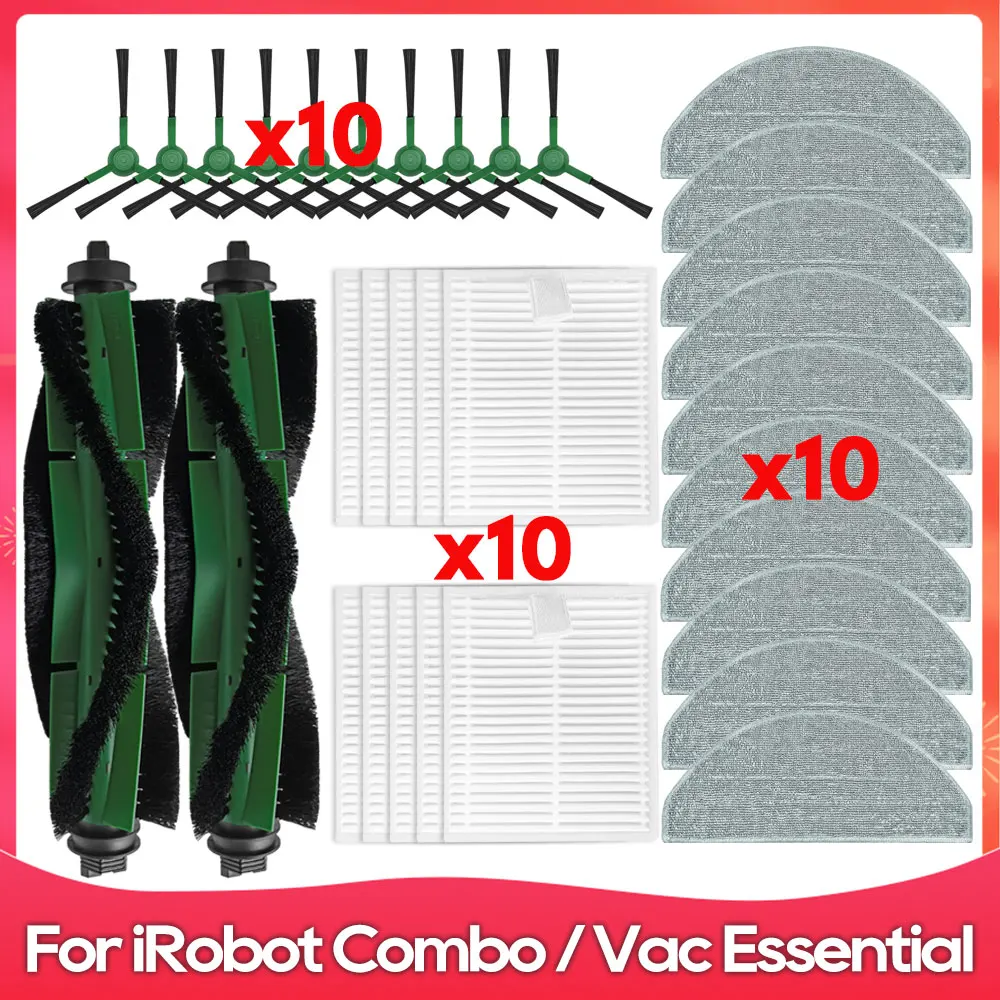 Kompatybilny z ( iRobot Roomba Combo Essential / Vac Essential ) Szczotka boczna rolki, filtr, ściereczka do mopa, akcesorium do odkurzaczy