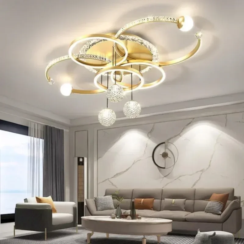 Modern Luxury Crystal LED Ceiling Light Simple and Suitable for Living Dining Room Bedroom Lights