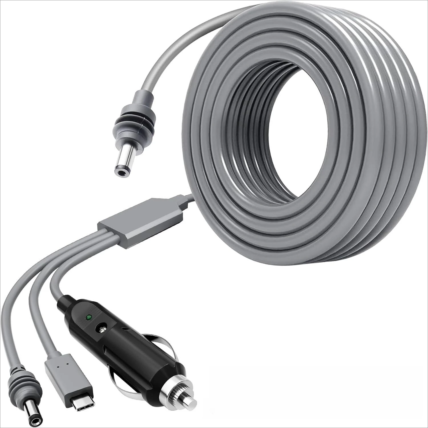 5M 3-in-1  Mini DC Power Cable 18AWG Car Cigarette Lighter Cord