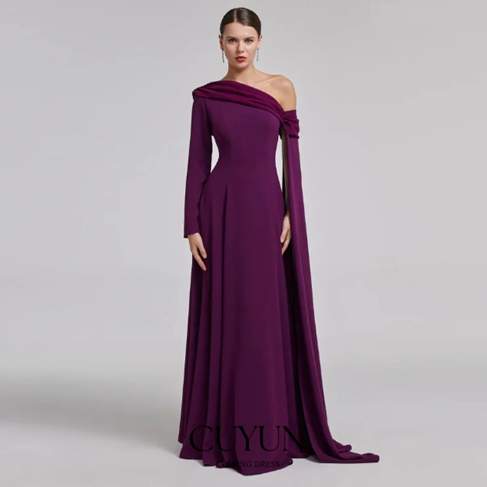 

CUYUN фиолетовое вечернее платье на одно плечо, женские платья для торжественных мероприятий в Саудовской Аравии, Дубае, длинные платья для выпускного вечера по индивидуальному заказу, 2026