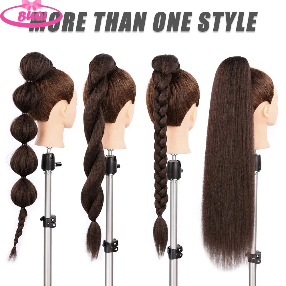 BUQI Straight Ponytail With Elastic Band Synthetic Ponytail Extension Wrap Around Pony Tail For Women Hair Extension