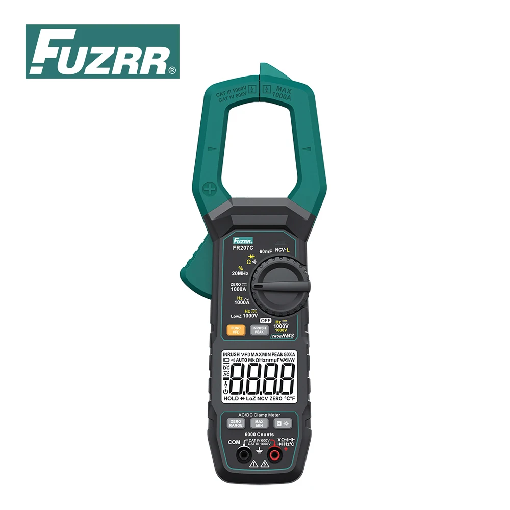 FUZRR FR207C NCV LIV True RMS Multimeter AutoRange Digital AC 1000A Current Clamp Meter DC1000V Current Clamp Meter