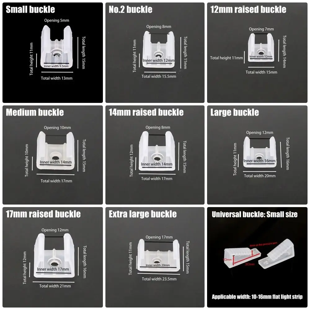 100 قطعة 8-20 مللي متر LED قطاع مقاطع ثابتة حامل لتثبيت 2835 ضوء النيون 5050/5730/2835 220 فولت مرنة COB البلاستيك تصاعد مشبك