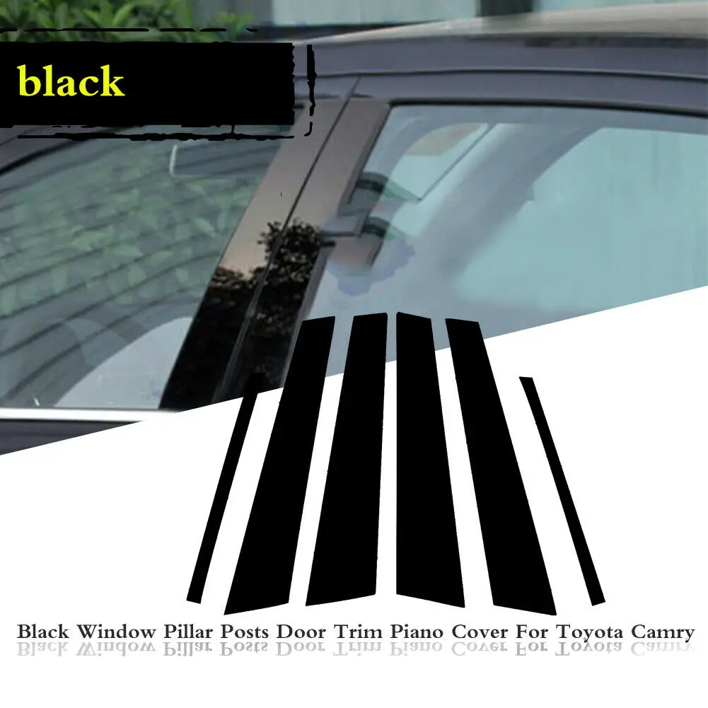 

6Pcs Gloss Black Pillar Posts Side Door Window Trim Cover For Toyota Camry Sedan 2007-2020 Decorative Exterior Car Stickers