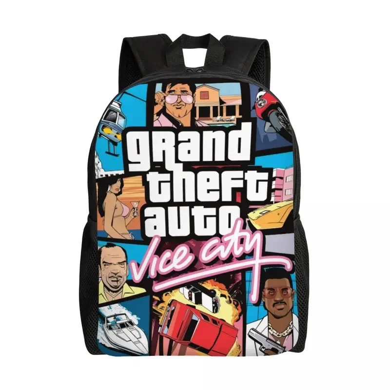 Grand Theft-Sac à dos de voyage pour hommes et femmes, sac à dos pour ordinateur portable, sac à dos pour étudiants, sac à dos pour l'école, collage automatique, jeu d'aventure personnalisé, GTA