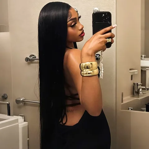 Natural Black Bone Straight Brazilian Remy Human Hair Lace Front Wig 13x4 13x6 7x6 360 HD Transparent Lace Pre Plucked Natural Hairline No Shed No Tangle Long Wigs For Women Daily Party Wear 38 40 Inch
