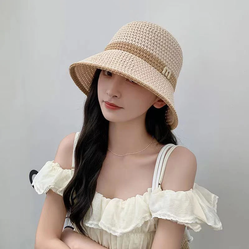 1PC New Outdoor UV Protection Sun Hat Summer Women\'s Bucket Foldable Basin Sunscreen Cap Hollow Stitching Panama Hats Fisherman