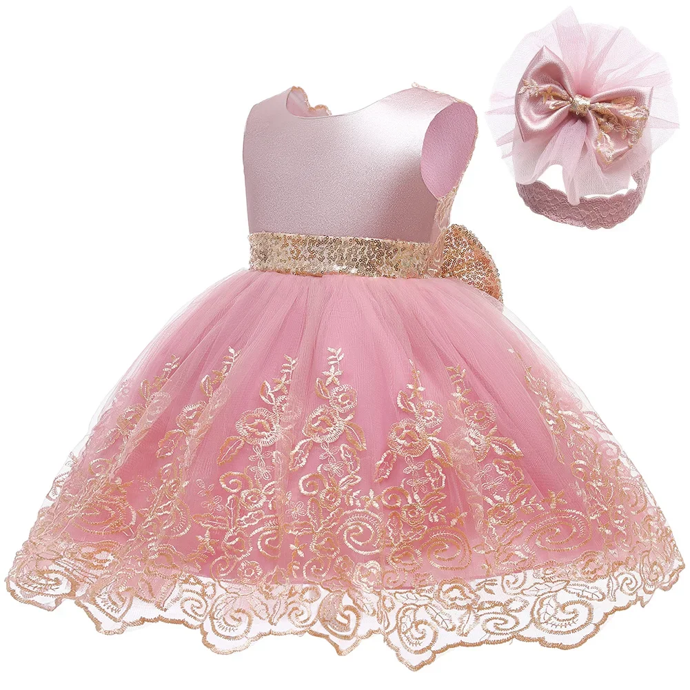 Flower Girls Dresses Christmas Vestidos Baby Kids 1st Birthday Fantasy Sequin Dress Newborn Baptism Gown Infant Kids Party Dress