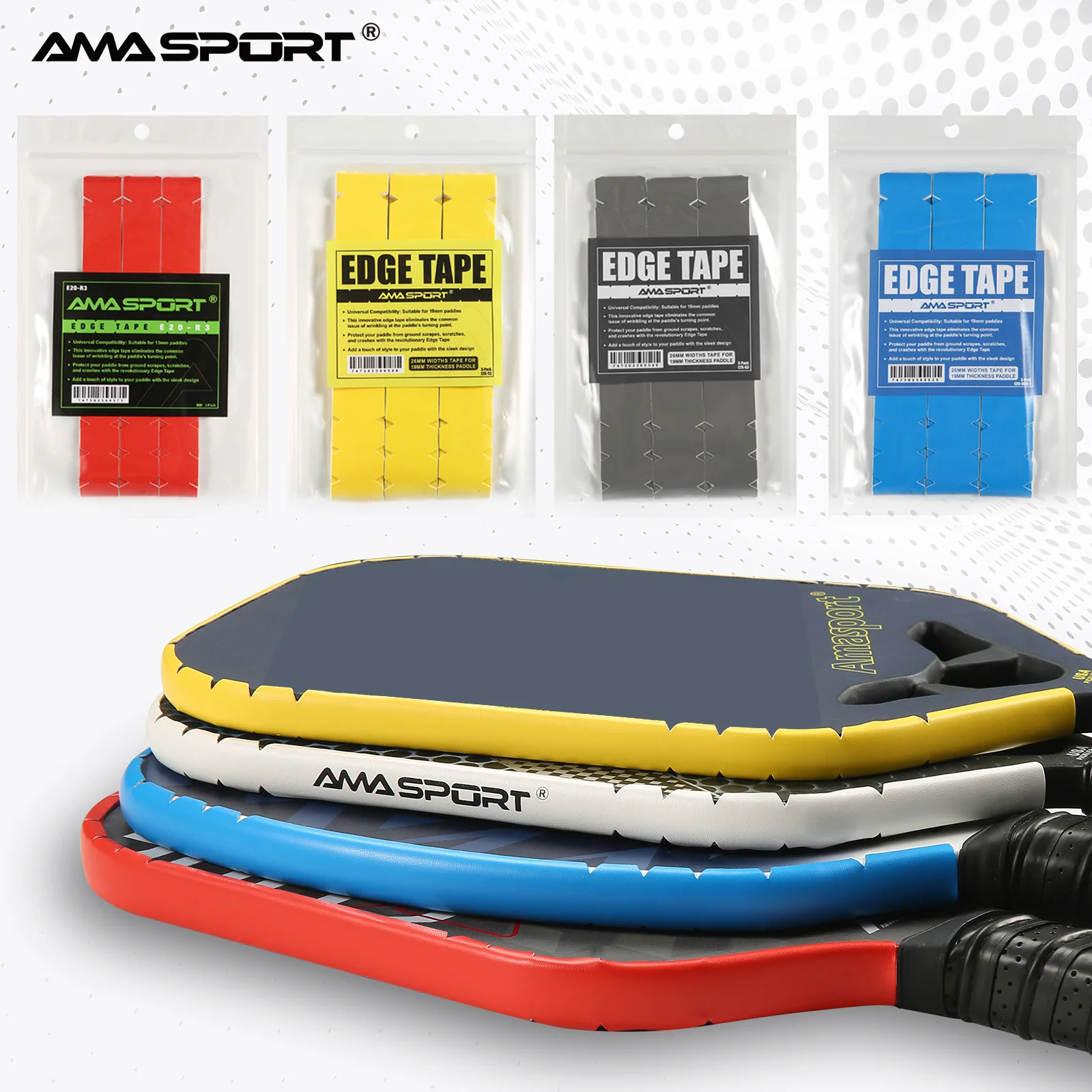 AMASPORT Pickleball Paddle Bescherming Tape 20mm/23mm/26mm Paddle Head Edge Guard Racket Rand Bescherming tapes