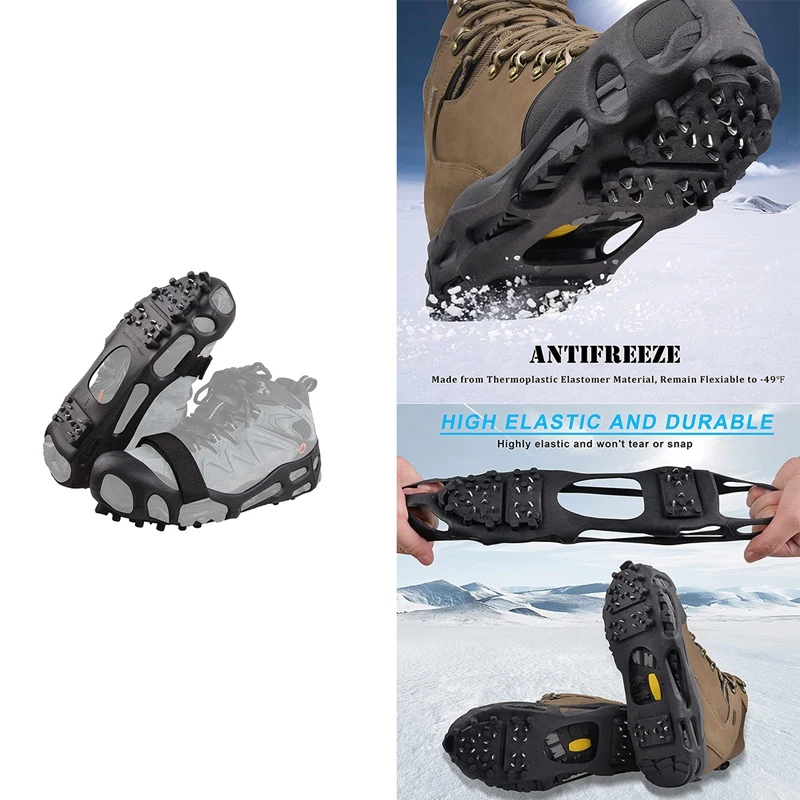 

Ice Cleats Snow Traction Cleats Crampon For Walking On Snow And Ice 28 Spikes Non-Slip Overshoe Rubber Crampons