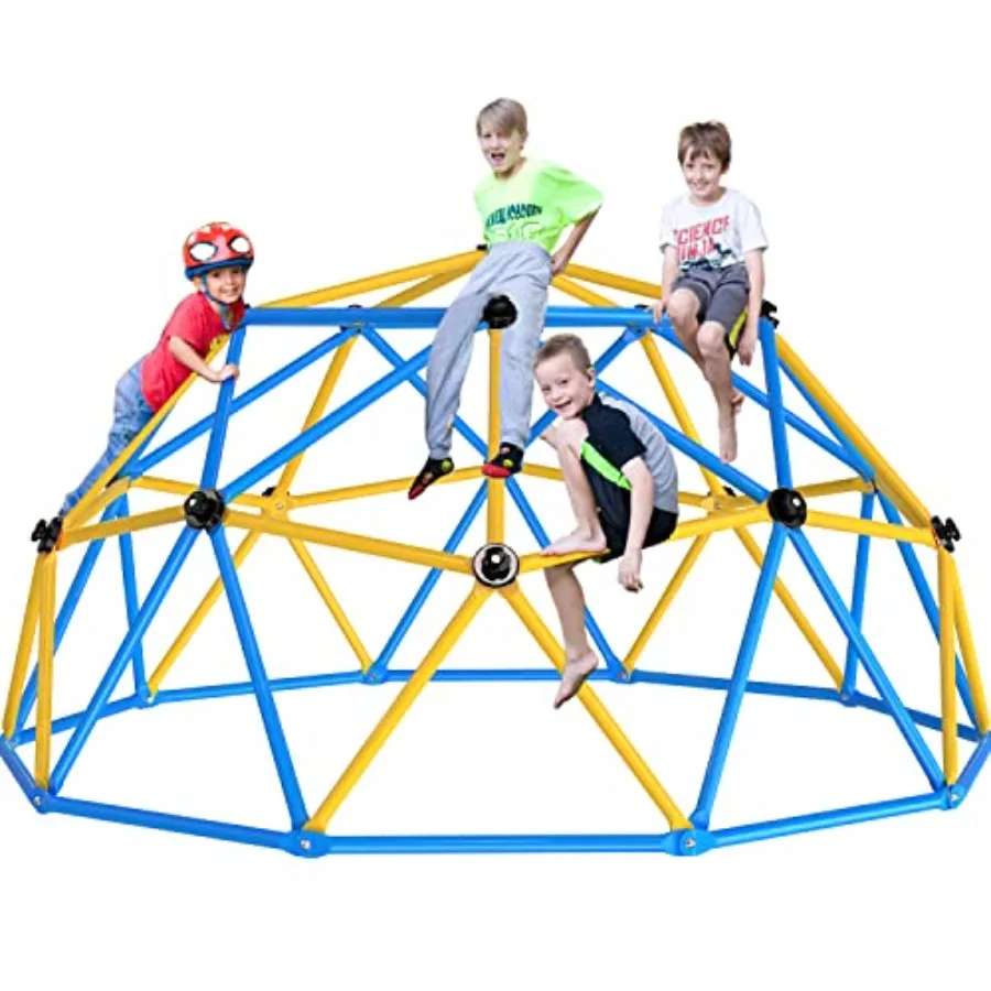 استمتع بالتجربة الممتعة مع The Decagonal Geo Dome Climber - يدعم مجموعة اللعب الخارجية سعة 1000 رطلًا وسهل التجميع (أزرق، 9 أقدام)