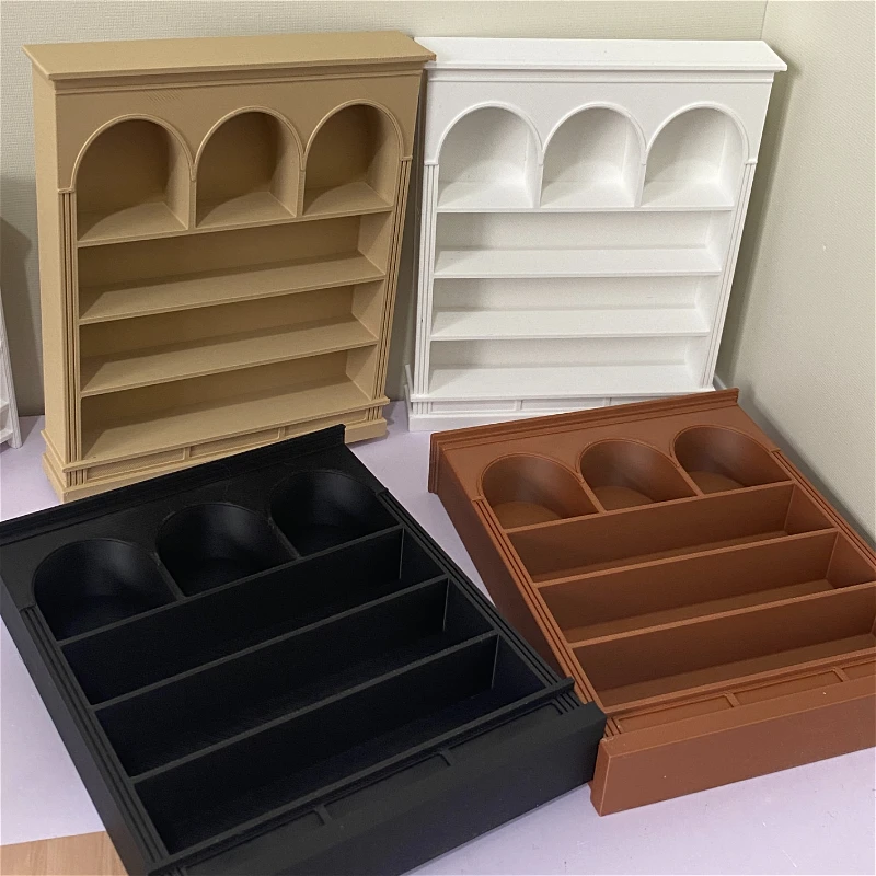 Retro 1:12ratio Arched Storage Cabinet Open Display Shelf Mini Model of Dollhouse Display Rack Arrangement Storage Cabinet Decor