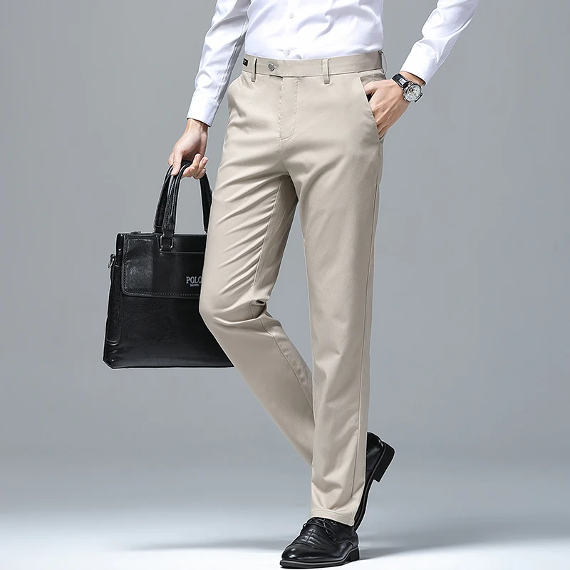 New Men'S Spring Summer Business Casual Pants Fashion Comfortable Versatile Skin Friendly Breathable Wrinkle Resistant Trousers