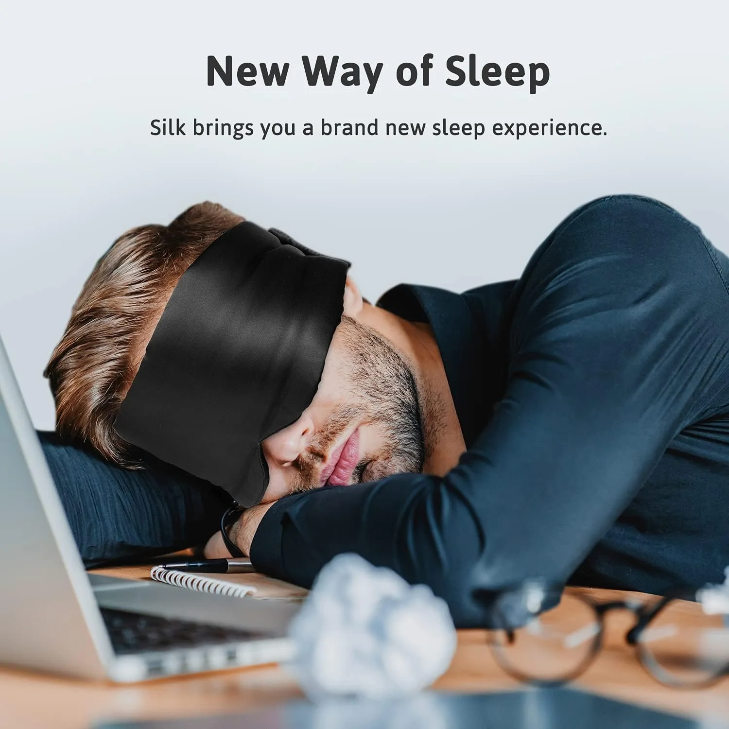 

100% Mulberry Silk Sleep Mask Eye Mask with Adjustable Headband Eyepatch Blocking Light Eyemask for Travel & Nap Sleep Mask