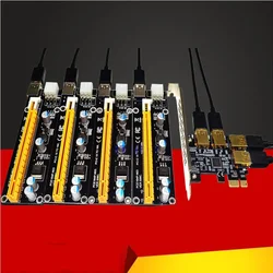 NEW add in card PCIe 1 to 4 PCI express 16X slots Riser Card PCI-E 1X to 4 PCI-e slot Adapter USB 3.0 Port Multiplier for Mining