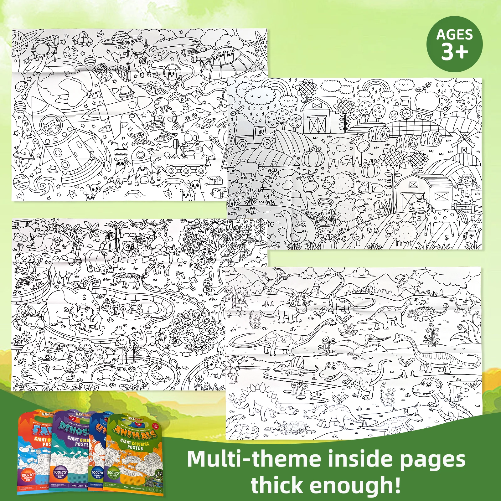 A giant children's coloring poster, stimulating artistic creativity, learning and growing while having fun