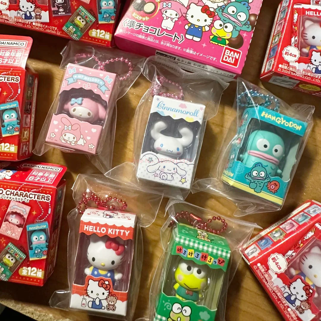 Genuine Bandai Mini Rice Grain Sanrio Character Transparent Window Display Pendant Cute Anime Model Collection Toy Girl Gift