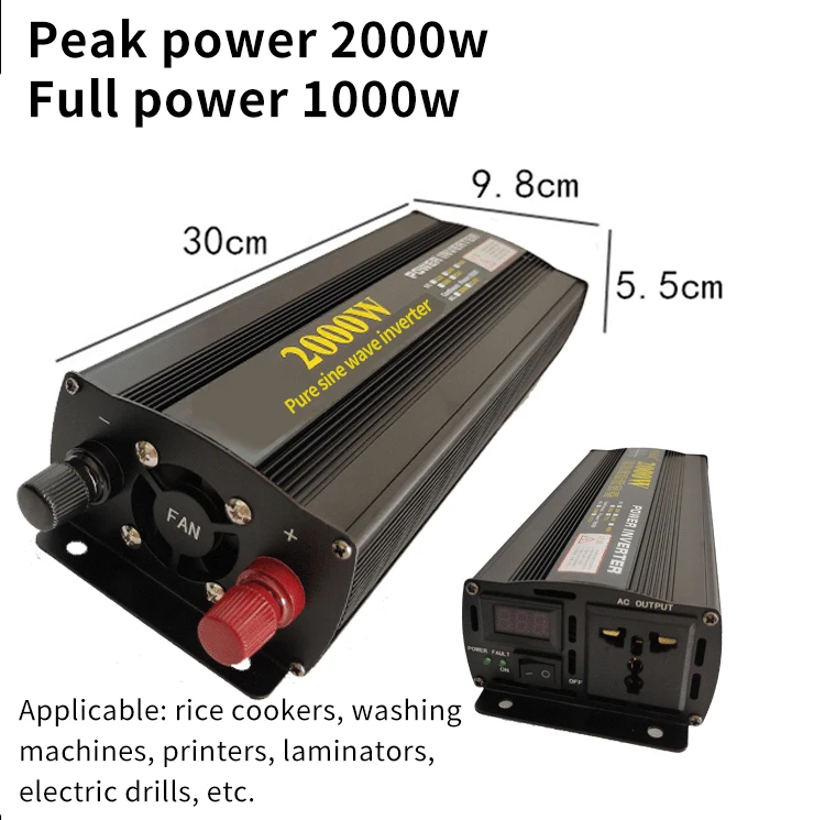 

2000W Pure Sine Wave 12V DC Inverter With Single AC Output 60Hz Single Phase For RV And Car OEM Supported