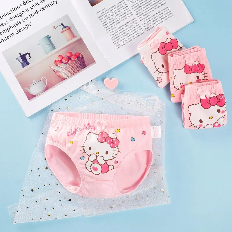 Hello Kitty children's girls new fashionable cute sweet creative personalized cartoon printed cotton breathable mid-waist briefs