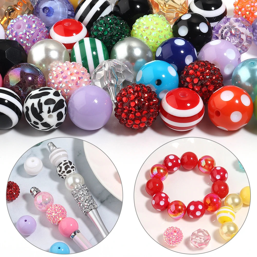 12/24 Stück 20mm Gemischte Runde Acrylperlen Lose Abstandsperlen DIY Bastelzubehör Schlüsselanhänger Armband Weihnachtsgeschenk Schmuckherstellungszubehör – Detail 2
