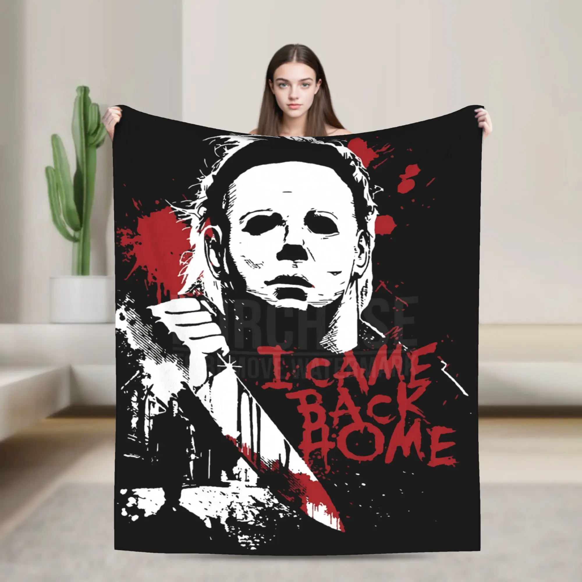 Halloween Michaels Myersed Warm Blanket  Picnic Plush Bedding Throws Pattern Couch Chair Flannel Bedspread Sofa Bed Cover