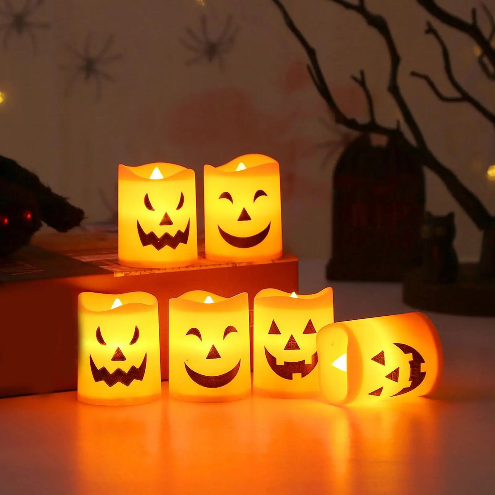 

Halloween LED Pumpkin Candle Light Battery Powered Electronic Flameless Candles Halloween Home Decor Lamp Party Ornaments Props