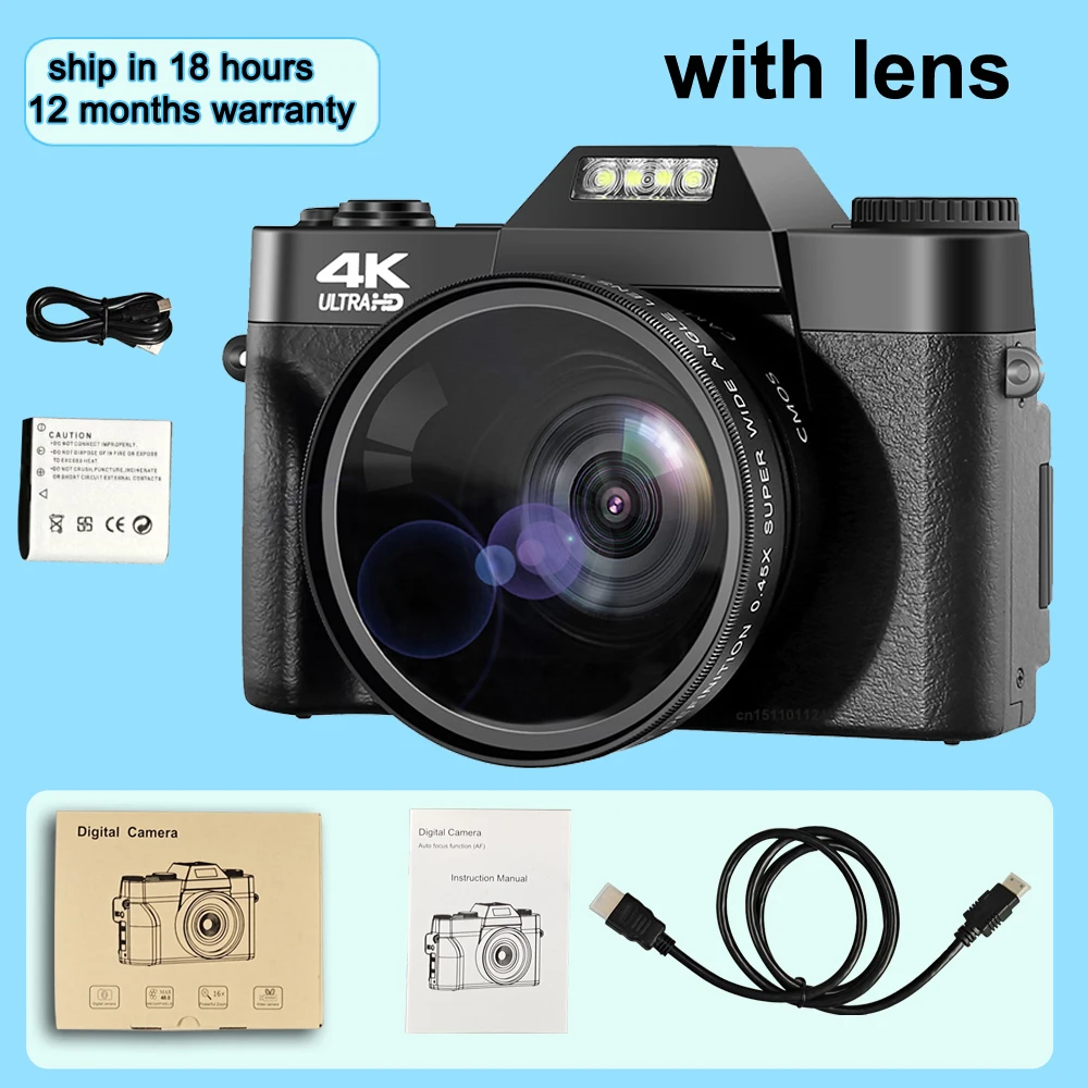 48MP 4K Digital Camera  Vlogging Camera For YouTube 60FPS Auto Focus16X Zoom Video Camcorder Recording Camera for Beginer