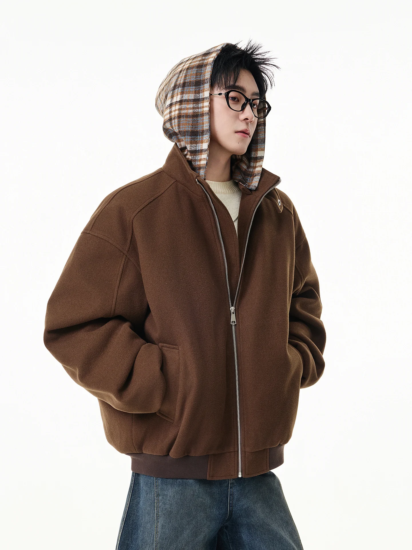 

Хлопковая куртка с капюшоном Thiened, зимняя повседневная куртка в стиле ретро, американская клетчатая теплая длинная застежка-молния S...