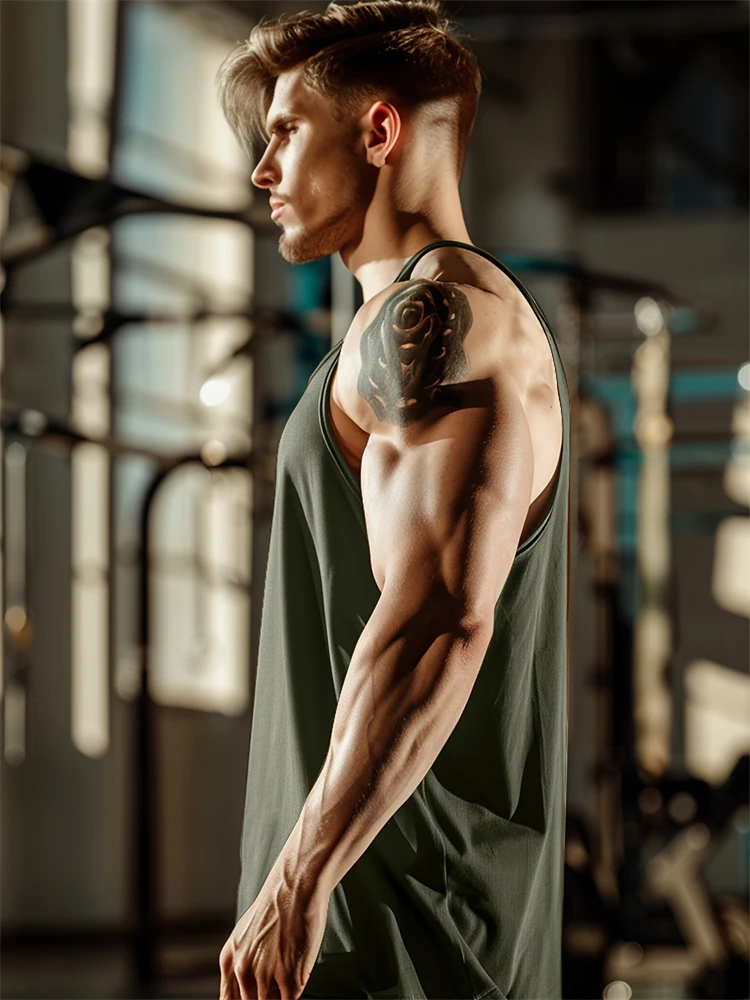 Summer New Men's Tank Top Quick Dry Fitness Tank Top Breathable Comfortable Casual Tank Top Running Pattern Printed Tank Top image 3
