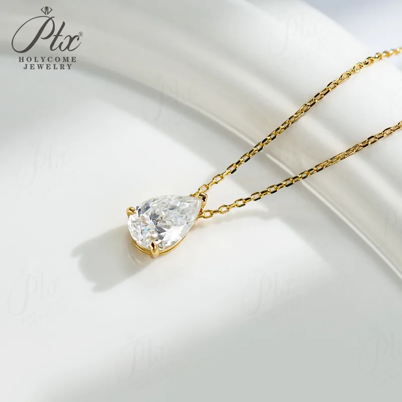 1-4ct Moissanite Necklace for Women Pear Cut D Color VVS1 Clarity 100% S925 Silver Charm Sparkling Fine Pendant Jewelry Gift