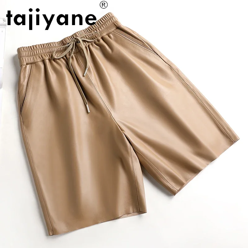 Tajiyane Streetwear Women Real Sheepskin Wide Leg Pants Woman Genuine Leather Pants Oversized Summer Pantalon Femme TN2490