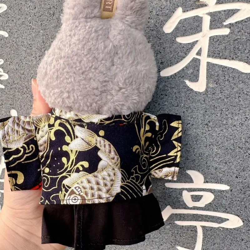 Doll'S Clothes Outfit Accessories For 15-17cm Ropa Labubu Idol 10cm cotton doll headdress belt Kimono set spring Clothing Gift