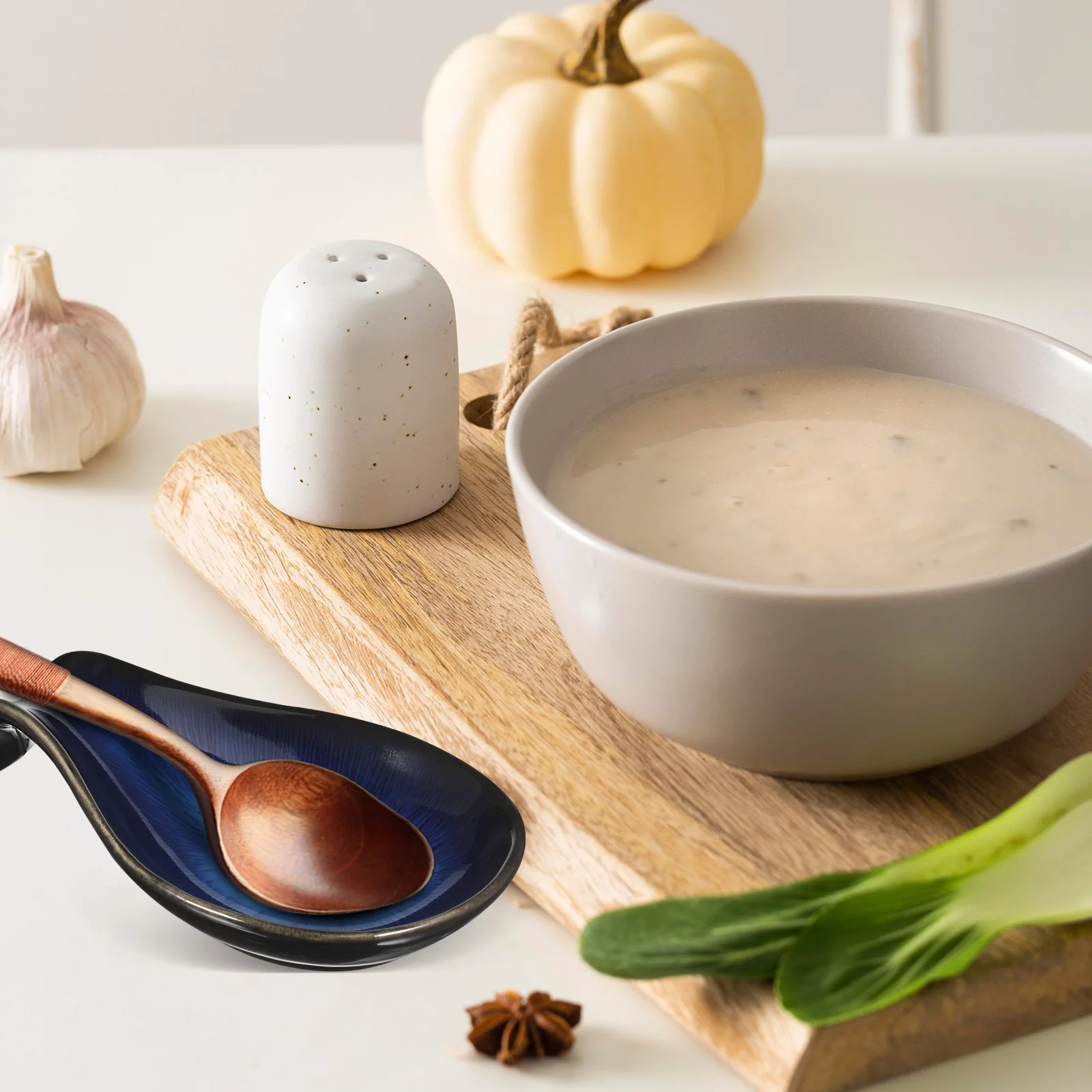 

Ceramic Spoon Rest for Countertop Stylish Utensil Holder Farmhouse Kitchen Accessory Ladle Clean Cooking Spoon Holder