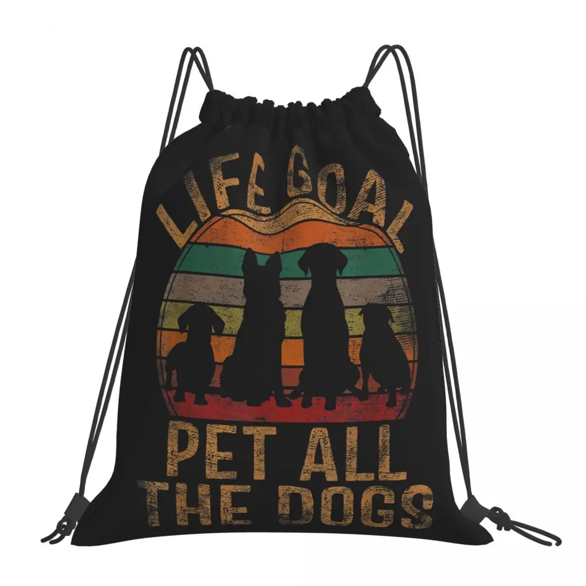 

Life Goal Pet All The Dogs Funny Dog Lover Pet Puppy Owner Backpacks Drawstring Bags Drawstring Bundle Pocket Sports Book Bags