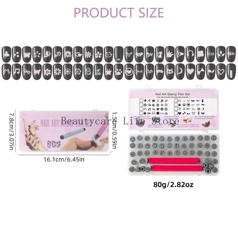 652C 48pieces เล็บศิลปะแสตมป์ซิลิโคนมืออาชีพแสตมป์สำหรับทำเล็บทำเล็บทำเล็บ