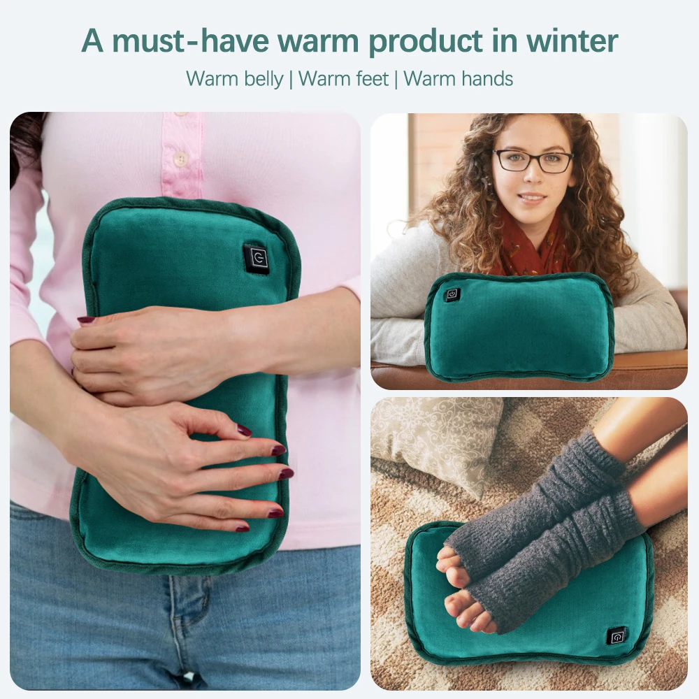 Hand Warmer 1 Min Heating Electric Heater Graphene Heating Flannel Bag Winter Feet Belly Portable Foldable Office Home USB