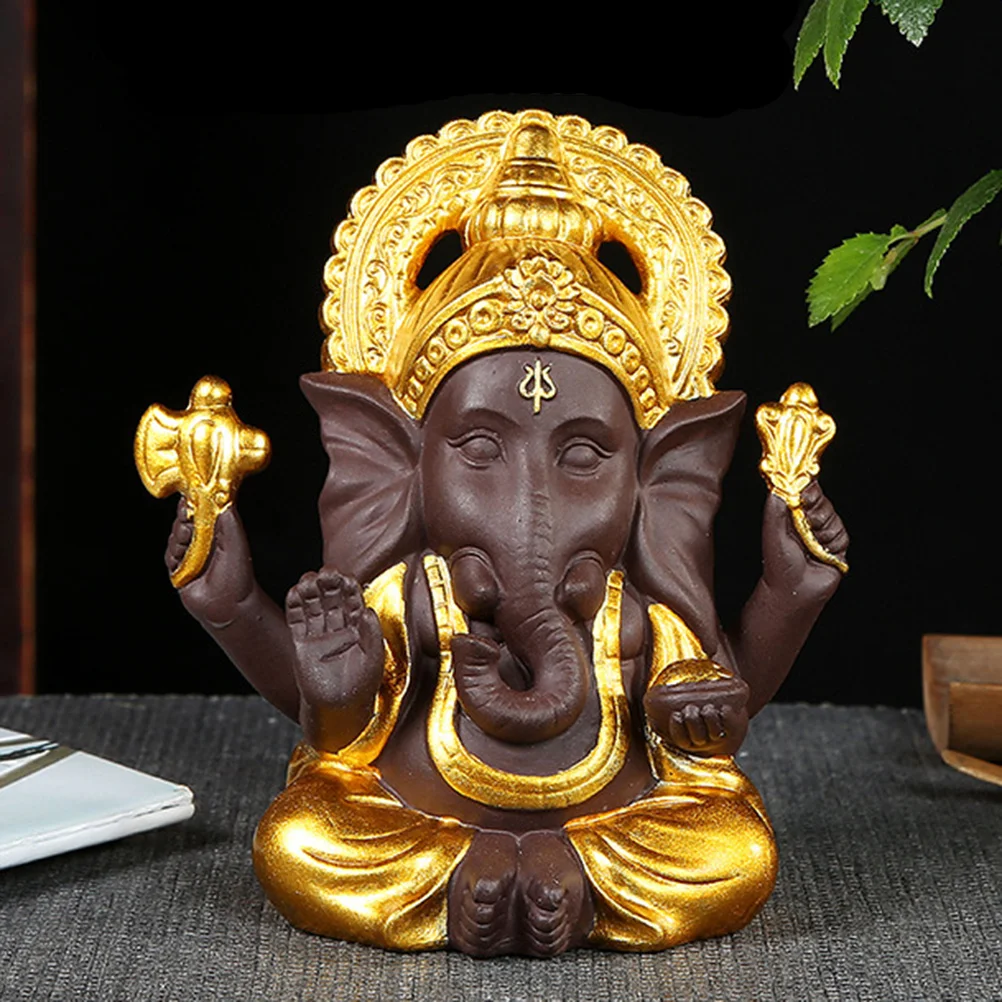 

Handmade Purple Clay Elephant Statue Home Decor Meditation Room Office Ornament Buddha Ceramic Decoration Gift Idea
