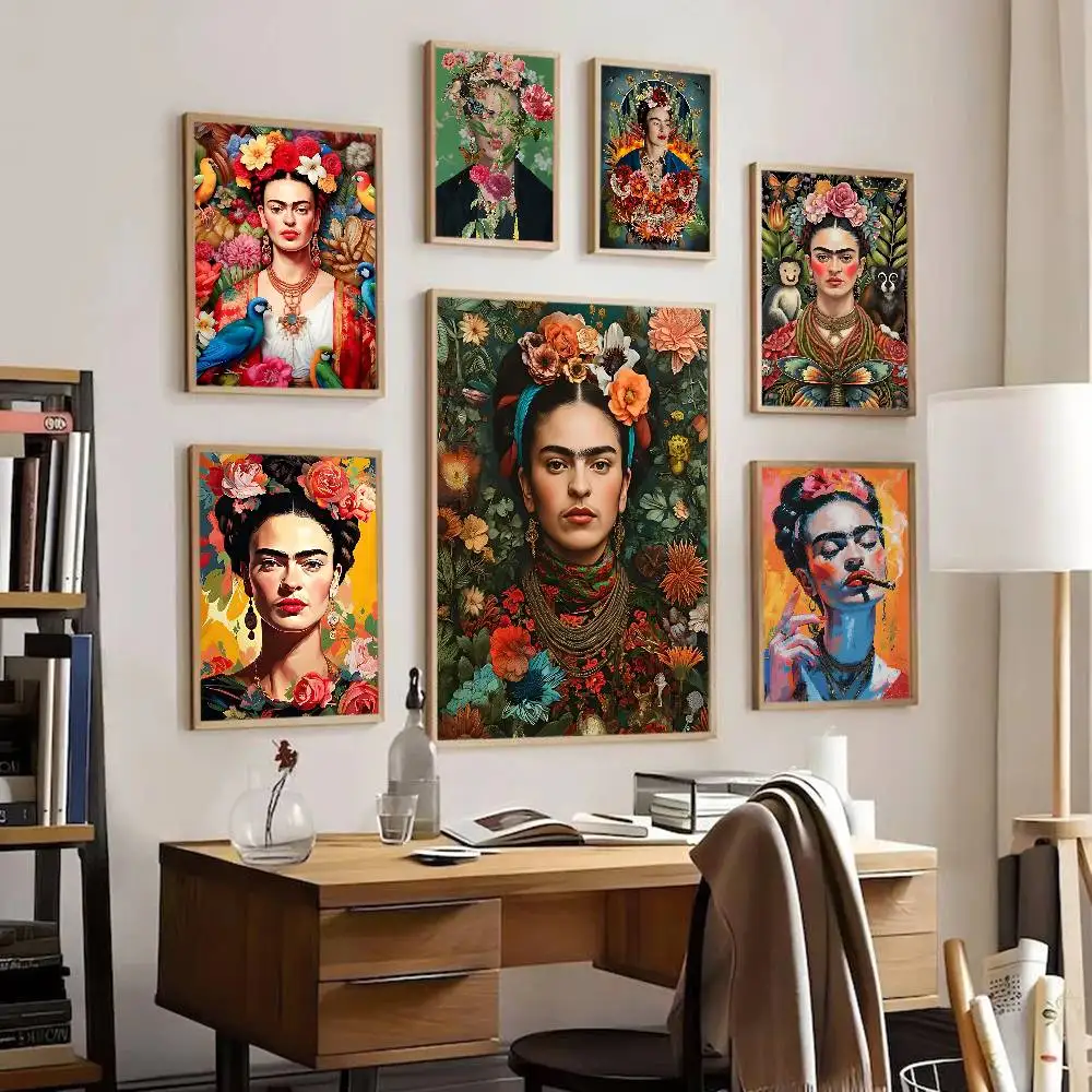Pintura f-frida k-kahlos arte auto-adesivo cartaz de arte whitepaper imprime cartazes arte estética pintura de parede